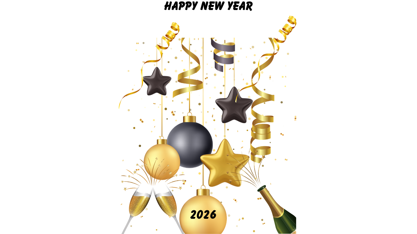 Happy New Year – Black Gold Stars